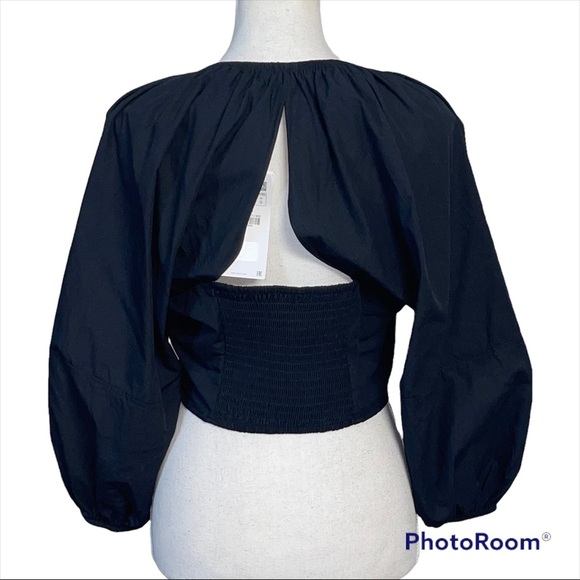 COPY - Zara BNWT Sweetheart Neckline Black Poplin Cropped Top Large Bloggers Fa… - Picture 3 of 6